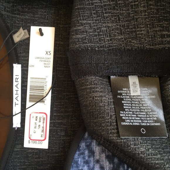 T Tahari Cardigan Long Blazer Small Jacket Duster Blue Black Ombré Snake Print - Picture 8 of 9